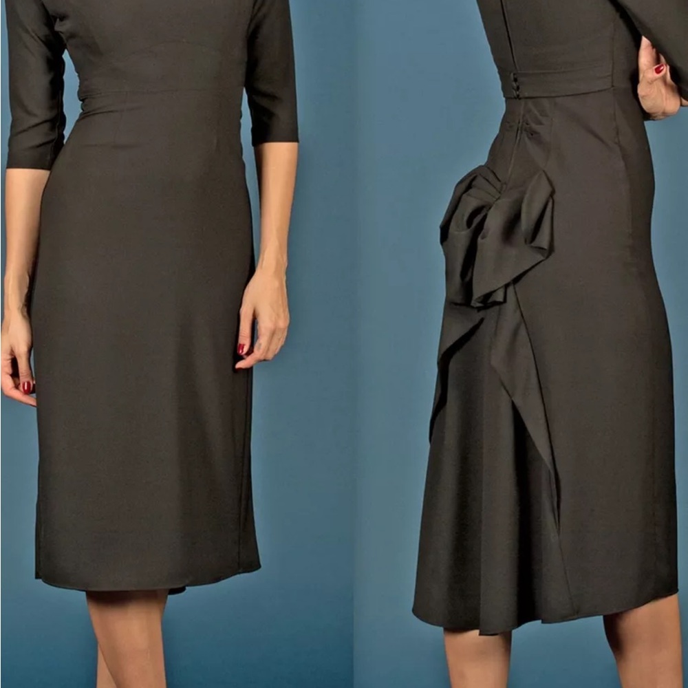 🆕 Stop Staring pinup vintage retro Elegant Black Dress with Bow Detail - Picture 2 of 13